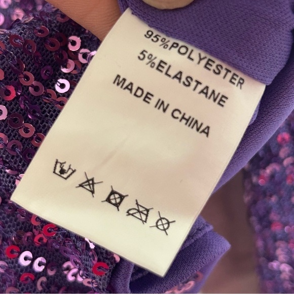 Faeriesty Purple Sequin Balloon Sleeve Crop Top - Picture 10 of 12